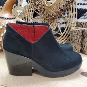 Camper Samba Womens US 11/41 Ankle Boots Nubuck Chunky Block Heel Black Comfort